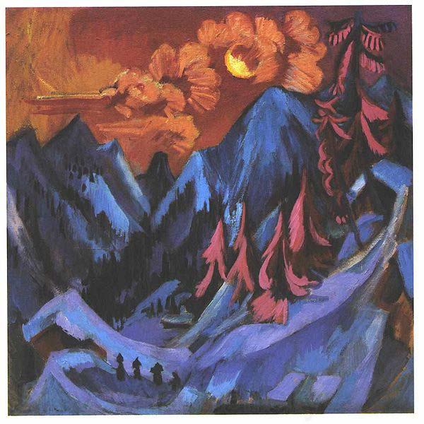 Ernst Ludwig Kirchner Winter moon landscape Norge oil painting art